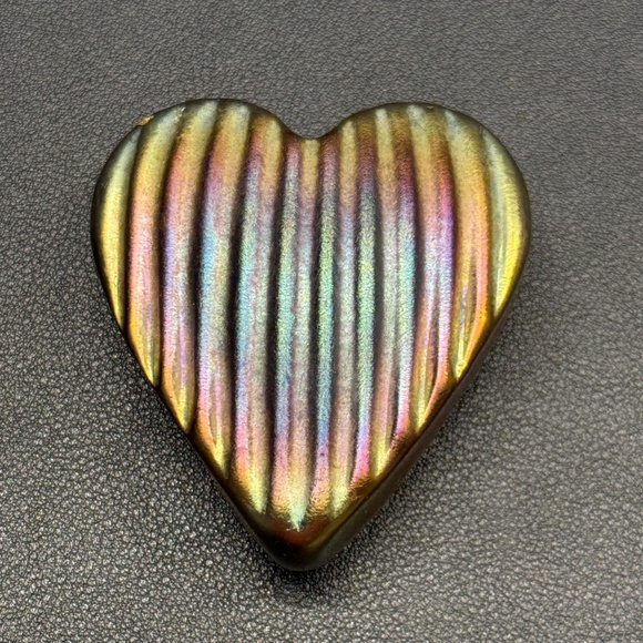 Robert Held Art Glass Iridescent Blue Gold Purple Heart Hand Blown Paperweight - Picture 1 of 4